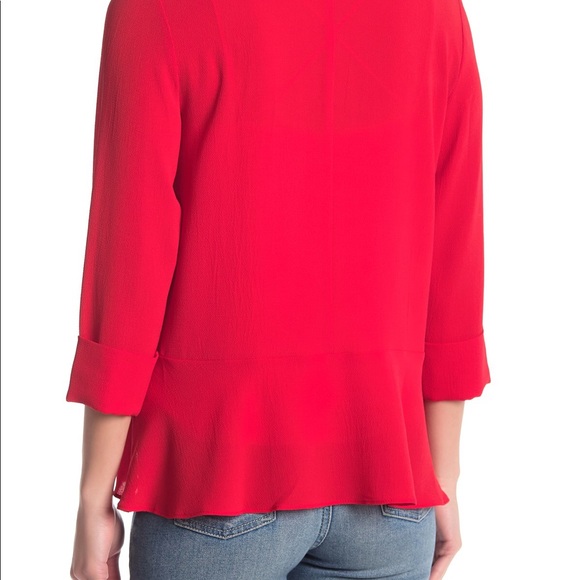 Red Open Front Lightweight Free Press Blazer - Picture 2 of 3